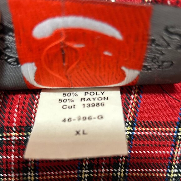 Rare Vintage USA Lip Service Tartan Red Plaid Goth Punk Shirt D Ring Men's XL - Picture 6 of 16